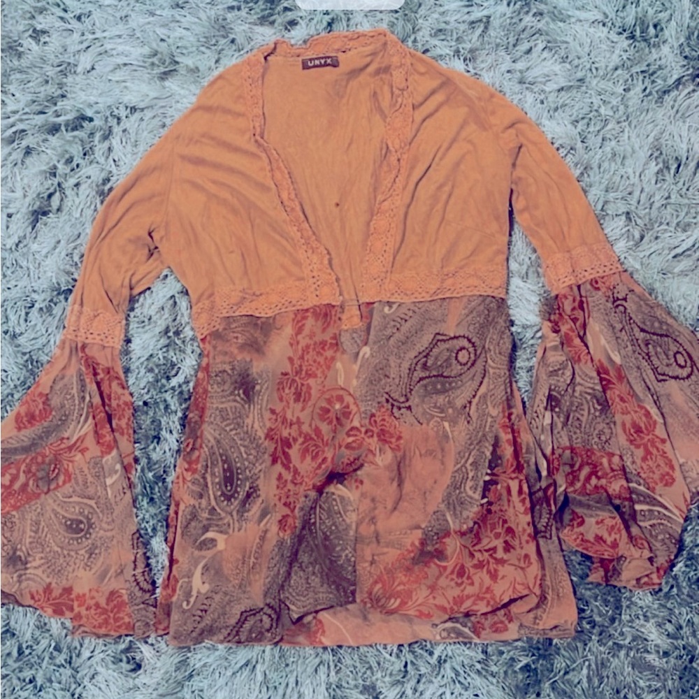 Flowy 70s faux suede top
